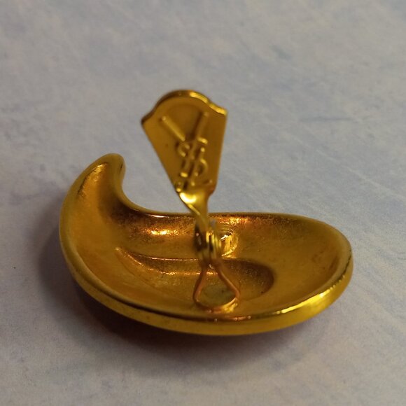 YSL Yves Saint Laurent Earring Peachy Pink Gold Paisley (Single) - Picture 6 of 7